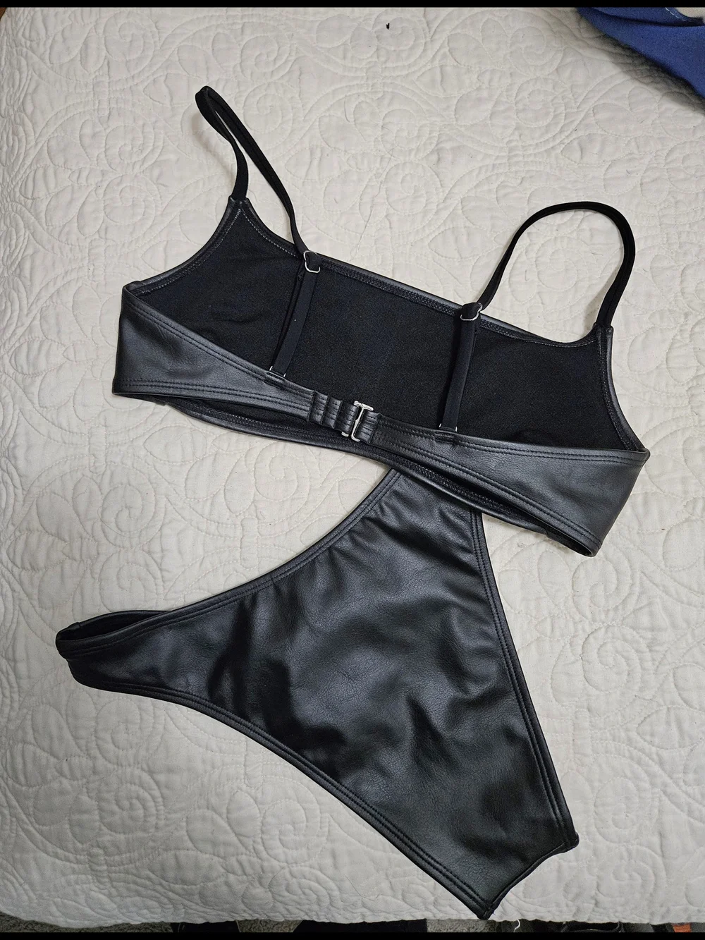 wild fable Black Faux-Leather Bikini Set